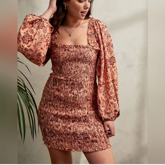 Free People Floral Pink Smocked Dress - Picture 2 of 3